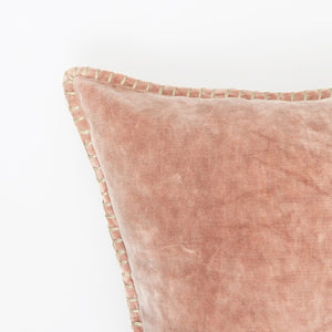 English Elm Stonewashed Cotton Velvet Throw Pillow - Hand-Stitched Edges, Plush Comfort, Vibrant Pink 19"X19" B346P321254-GIGA