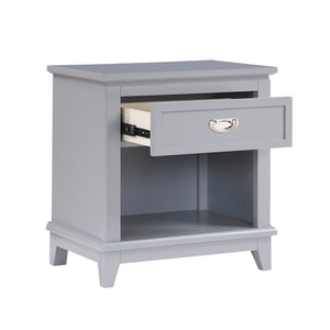 English Elm Gray Nightstand with Drawer & Open Shelf, Dovetail Construction, Nickel Ring Pulls, Ready-to-Use B011P365521