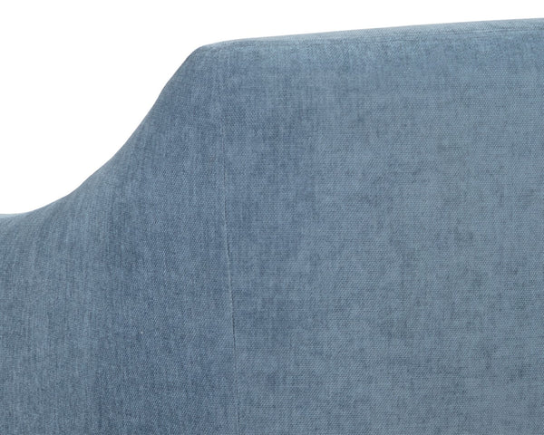 Sunpan NEVAEH Lounge Chair – Plush Mid-Century Elegance in French Blue “Danny Iceberg” Fabric 109586V