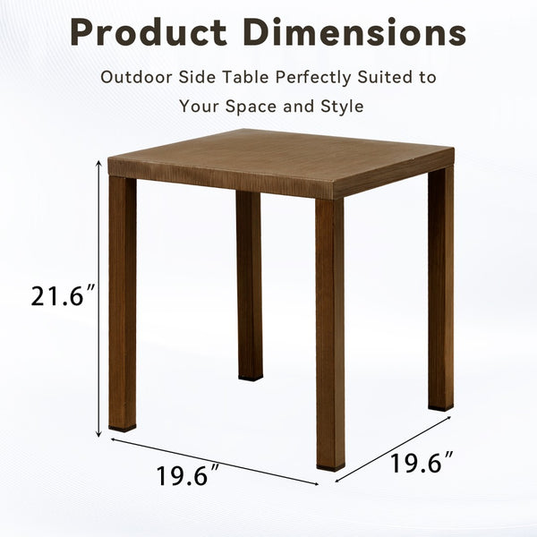 English Elm Outdoor Steel Square Patio Side Table Tempered Glass Top Weather Resistant Deck T3773P418191