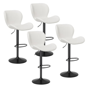 English Elm Swivel Bar Stools Set Of 2 - Modern Pu Leather Adjustable Height Stools For Kitchen & Bar Use T3950P396424-GIGA