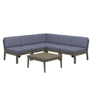 English Elm Christopher Knight Home® - Grenada 5-Seater Outdoor Acacia Wood Sectional Sofa Set With Water-Resistant Cushions, Grey+Dark Grey N773OS00059G