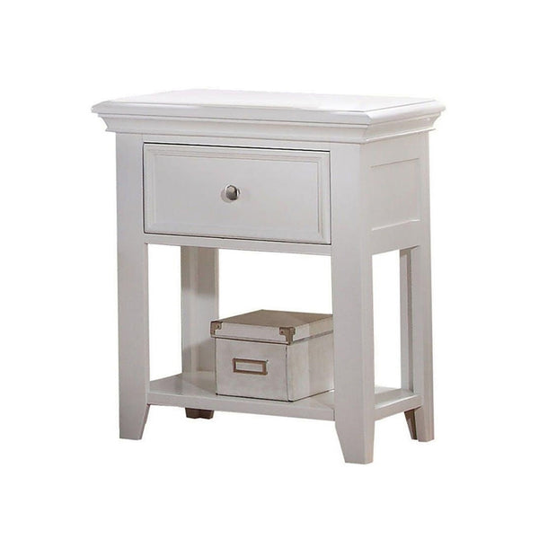 English Elm 1 Drawer White Nightstand With Open Shelf - Modern Design For Stylish Bedroom Storage Solutions B016P253591