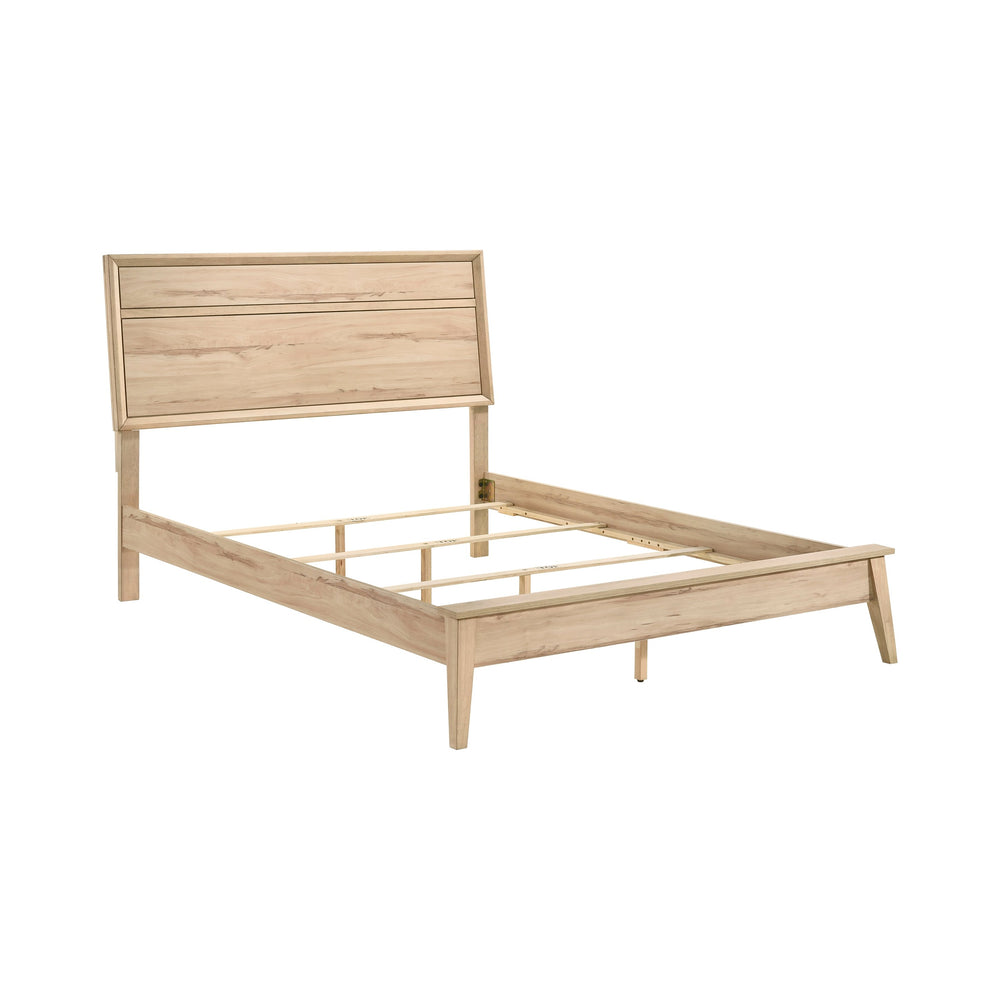 English Elm Classic Marrin Queen Bed Natural Oak Finish Mid-Century Modern Wooden Frame, Timeless Minimalist Design B011S01481