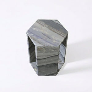 English Elm Genuine Solid Marble Hexagonal Pedestal End Table Polished Stone for Modern Living Blue+Multi W1696P407997