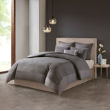 N Natori Hanae Transitional Cotton Blend Yarn Dyed 3 Piece Comforter Set NS10-3250 Grey