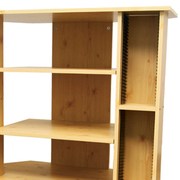 English Elm 35" Wooden TV Stand Natural Finish - 35" x 30" Compact Media Console, 85lb Capacity, Shelves for 3 Components & 52 CDs B072115895