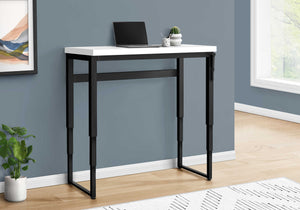 English Elm Computer Desk - Adjustable Standing Workstation, Modern White Laminate & Black Metal, Space-Saving Design B2710P219896