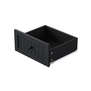English Elm 48 Inch Rolling Kitchen Island Drop Leaf Prep Cart with Power Outlets and Open Shelving Black N707S257057B
