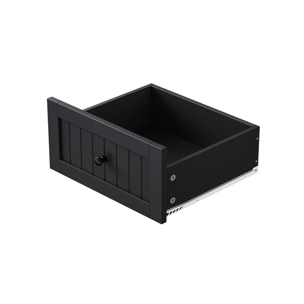 English Elm 48 Inch Rolling Kitchen Island Drop Leaf Prep Cart with Power Outlets and Open Shelving Black N707S257057B
