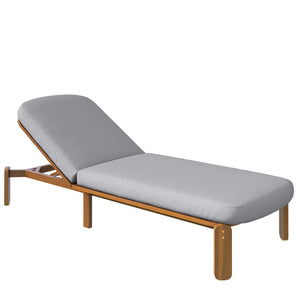 English Elm Outdoor Acacia Wood Chaise Lounge Reclining Patio Chair with Cushion for Poolside Grey N719P445623A