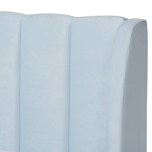 Baxton Studio Baxton Studio Glam Luxe Upholstered Queen Platform Bed with Gold Legs and Wingback Headboard Design Blue BBT6765-Light Blue-Queen