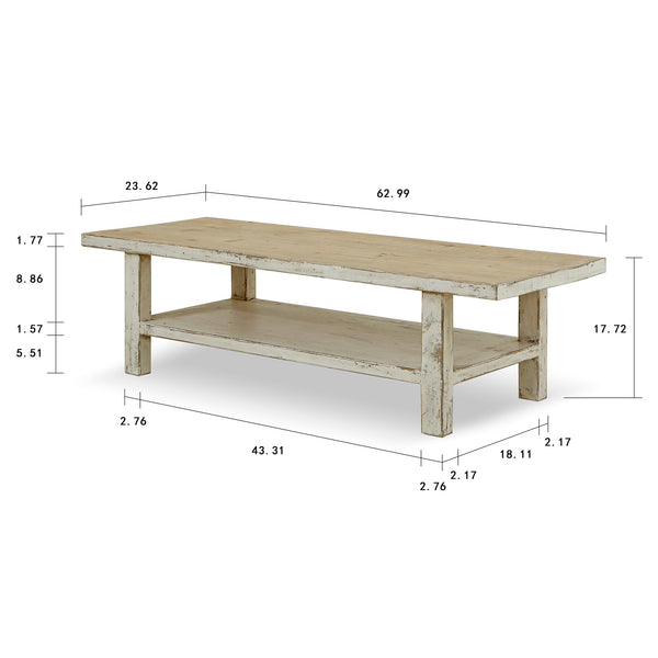 Lilys Amalfi Two Tones Rectangular Coffee Table With Shelf 63X24X18H 9100-W