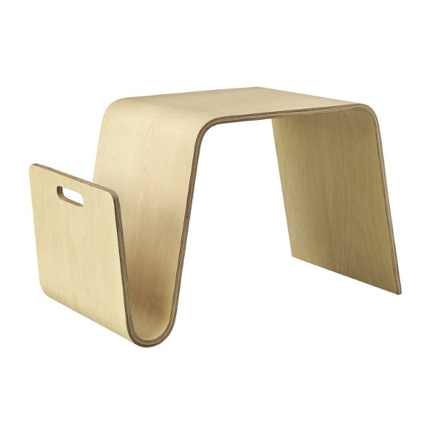 EuroStyle Anise Bentwood Ash Veneer Side Table with Magazine Storage for Scandinavian Interiors 91002-NAT
