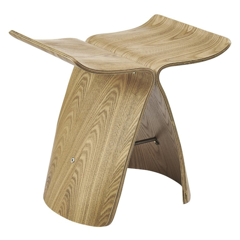 EuroStyle Fleur Bentwood Ash Veneer Side Table Organic Curved Design for Living or Bedroom 91006-NAT