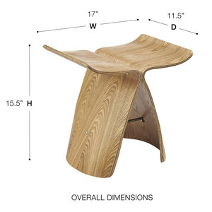 EuroStyle Fleur Bentwood Ash Veneer Side Table Organic Curved Design for Living or Bedroom 91006-NAT
