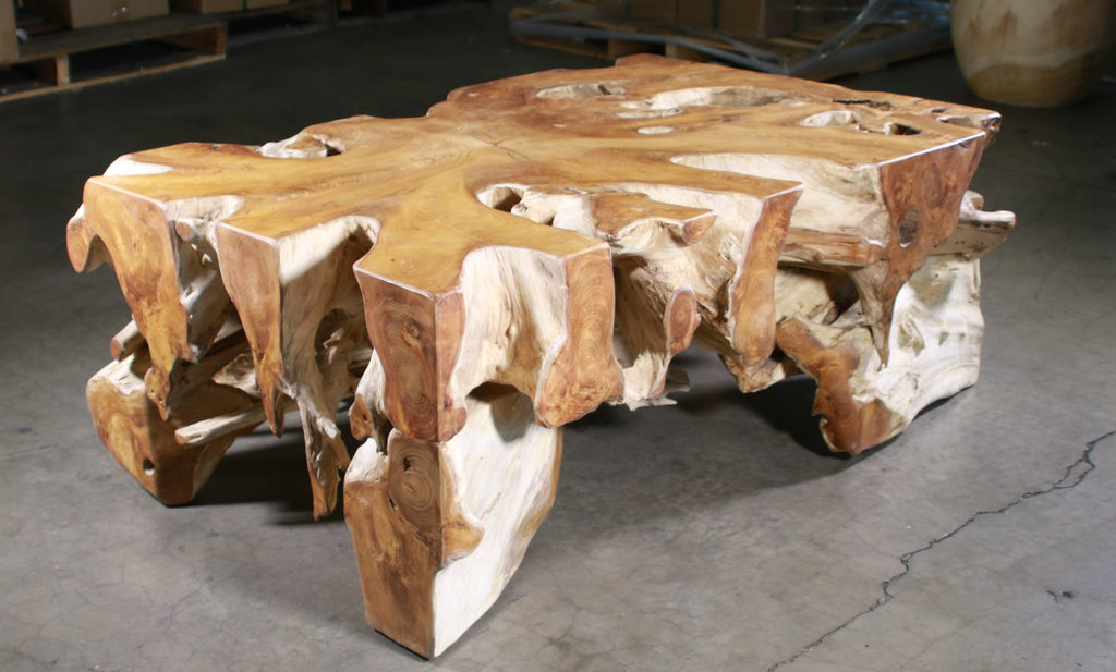 Coffee Table Teak Root Block Rectangular 47X31X18 – English Elm