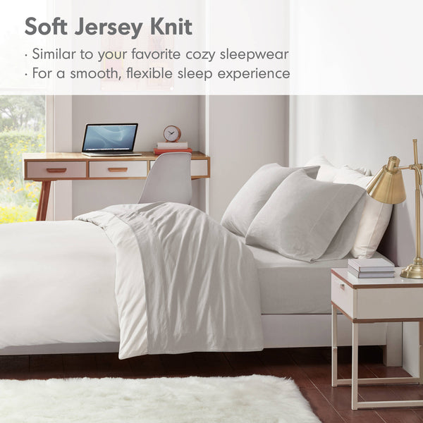 English Elm Cotton Blend Jersey Knit Sheet Set - Cozy All-Season Twin Xl Bedding For Comfort & Style B035P294161