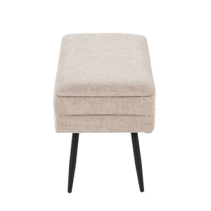 English Elm Neapolitan Storage Bench: Stylish Black Metal & Light Brown Fabric For Modern Living Spaces, 500 Lbs Capacity B202P223620