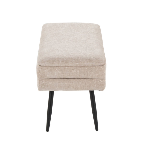 English Elm Neapolitan Storage Bench: Stylish Black Metal & Light Brown Fabric For Modern Living Spaces, 500 Lbs Capacity B202P223620