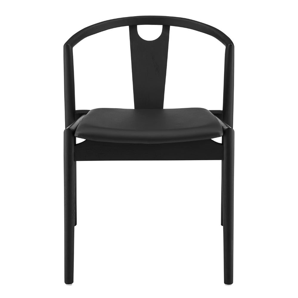 EuroStyle Blanche Side Chair with Black Leatherette Seat and Black Frame - Set of 1