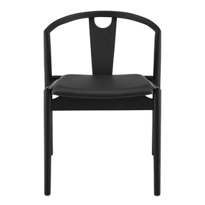 EuroStyle Blanche Side Chair with Black Leatherette Seat and Black Frame - Set of 1