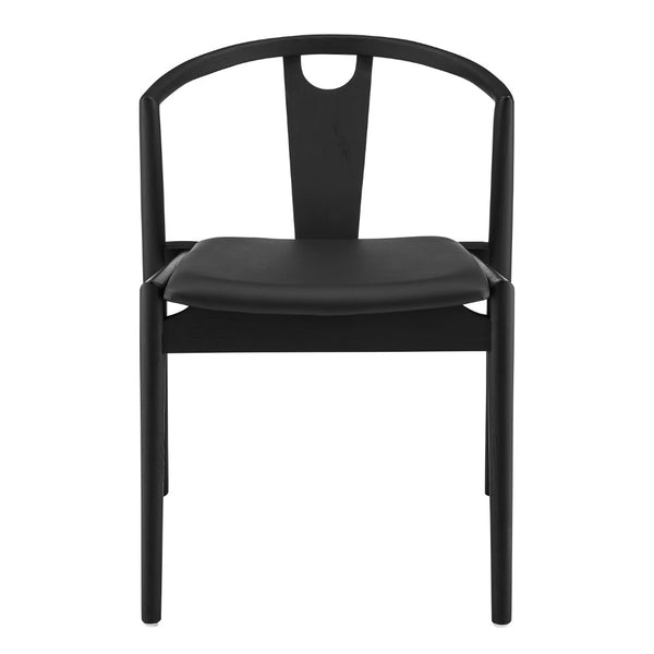 EuroStyle Blanche Side Chair with Black Leatherette Seat and Black Frame - Set of 1