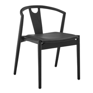 EuroStyle Blanche Bentwood Ash Side Chair with Leatherette Seat for Dining or Home Office Black Leatherette/Black Set of 1 91015-BLK