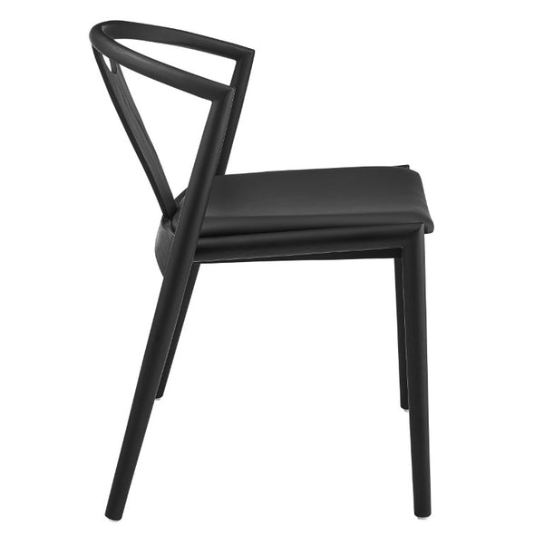 EuroStyle Blanche Bentwood Ash Side Chair with Leatherette Seat for Dining or Home Office Black Leatherette/Black Set of 1 91015-BLK