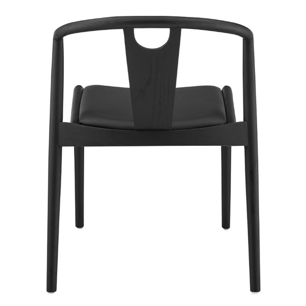 EuroStyle Blanche Bentwood Ash Side Chair with Leatherette Seat for Dining or Home Office Black Leatherette/Black Set of 1 91015-BLK