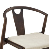 EuroStyle Blanche Side Chair with Natural Fabric Seat and Walnut Frame - Set of 1