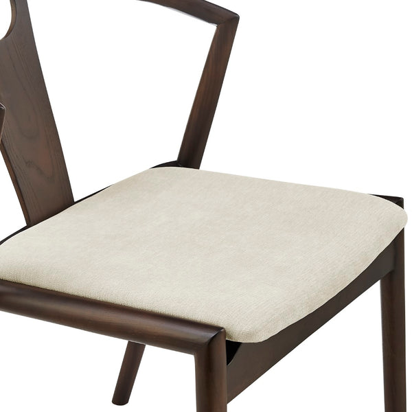 EuroStyle Blanche Side Chair with Natural Fabric Seat and Walnut Frame - Set of 1