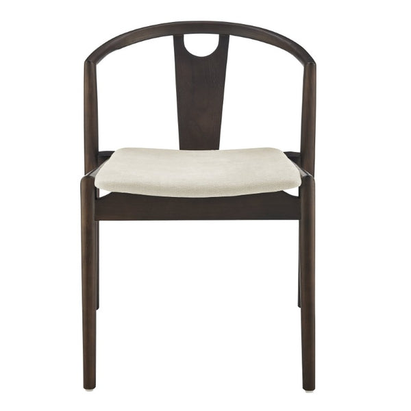 EuroStyle Blanche Bentwood Ash Side Chair with Leatherette Seat for Dining or Home Office Natural Fabric/Dark Walnut Set of 1 91015-NAT