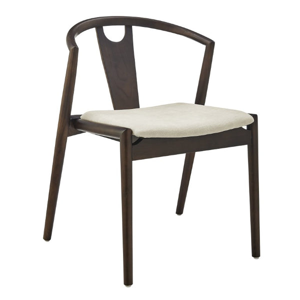 EuroStyle Blanche Bentwood Ash Side Chair with Leatherette Seat for Dining or Home Office Natural Fabric/Dark Walnut Set of 1 91015-NAT