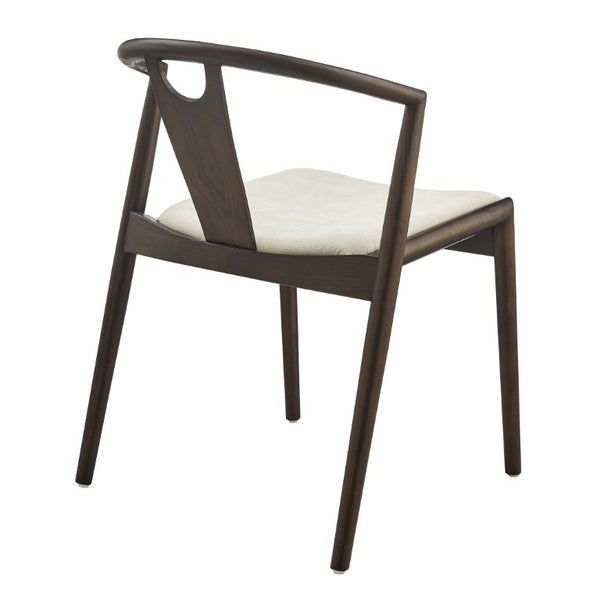 EuroStyle Blanche Bentwood Ash Side Chair with Leatherette Seat for Dining or Home Office Natural Fabric/Dark Walnut Set of 1 91015-NAT
