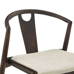 EuroStyle Blanche Bentwood Ash Side Chair with Leatherette Seat for Dining or Home Office Natural Fabric/Dark Walnut Set of 1 91015-NAT