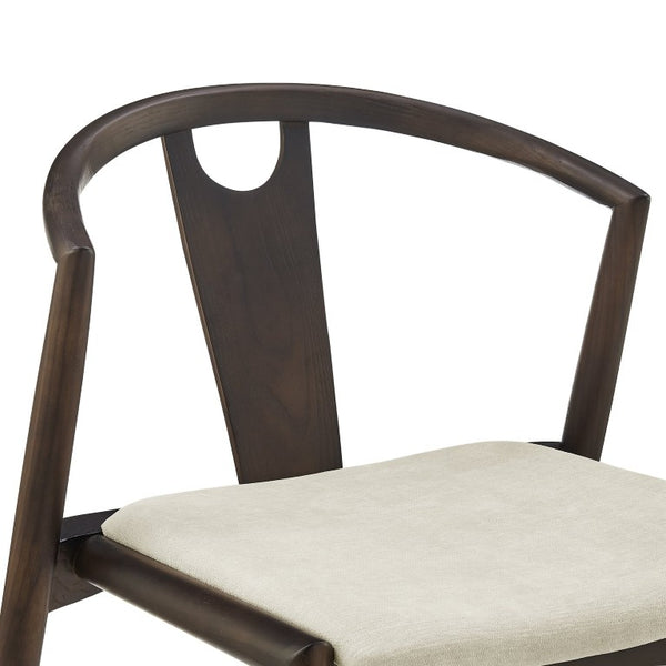 EuroStyle Blanche Bentwood Ash Side Chair with Leatherette Seat for Dining or Home Office Natural Fabric/Dark Walnut Set of 1 91015-NAT