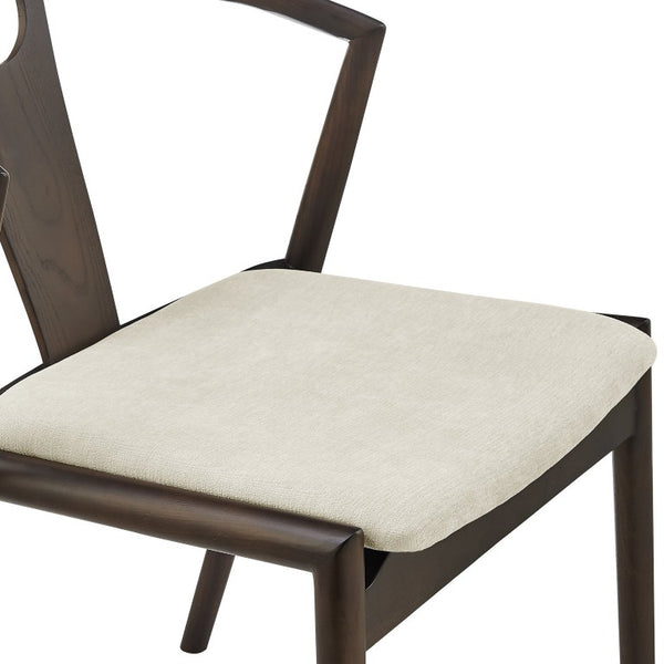 EuroStyle Blanche Bentwood Ash Side Chair with Leatherette Seat for Dining or Home Office Natural Fabric/Dark Walnut Set of 1 91015-NAT