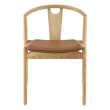 Blanche Side Chair with Dark Tan PU Seat and Natural Frame