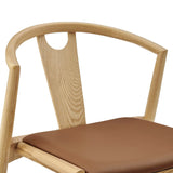EuroStyle Blanche Side Chair with Dark Tan PU Seat and Natural Frame - Set of 1