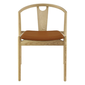 EuroStyle Blanche Bentwood Ash Side Chair with Leatherette Seat for Dining or Home Office Dark Tan Leatherette/Natural Set of 1 91015-TAN