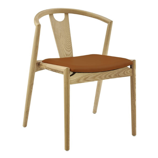 EuroStyle Blanche Bentwood Ash Side Chair with Leatherette Seat for Dining or Home Office Dark Tan Leatherette/Natural Set of 1 91015-TAN