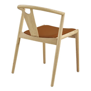 EuroStyle Blanche Bentwood Ash Side Chair with Leatherette Seat for Dining or Home Office Dark Tan Leatherette/Natural Set of 1 91015-TAN