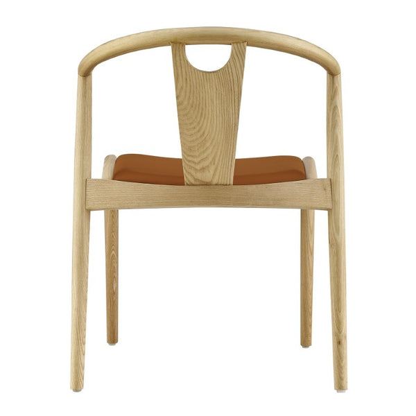 EuroStyle Blanche Bentwood Ash Side Chair with Leatherette Seat for Dining or Home Office Dark Tan Leatherette/Natural Set of 1 91015-TAN
