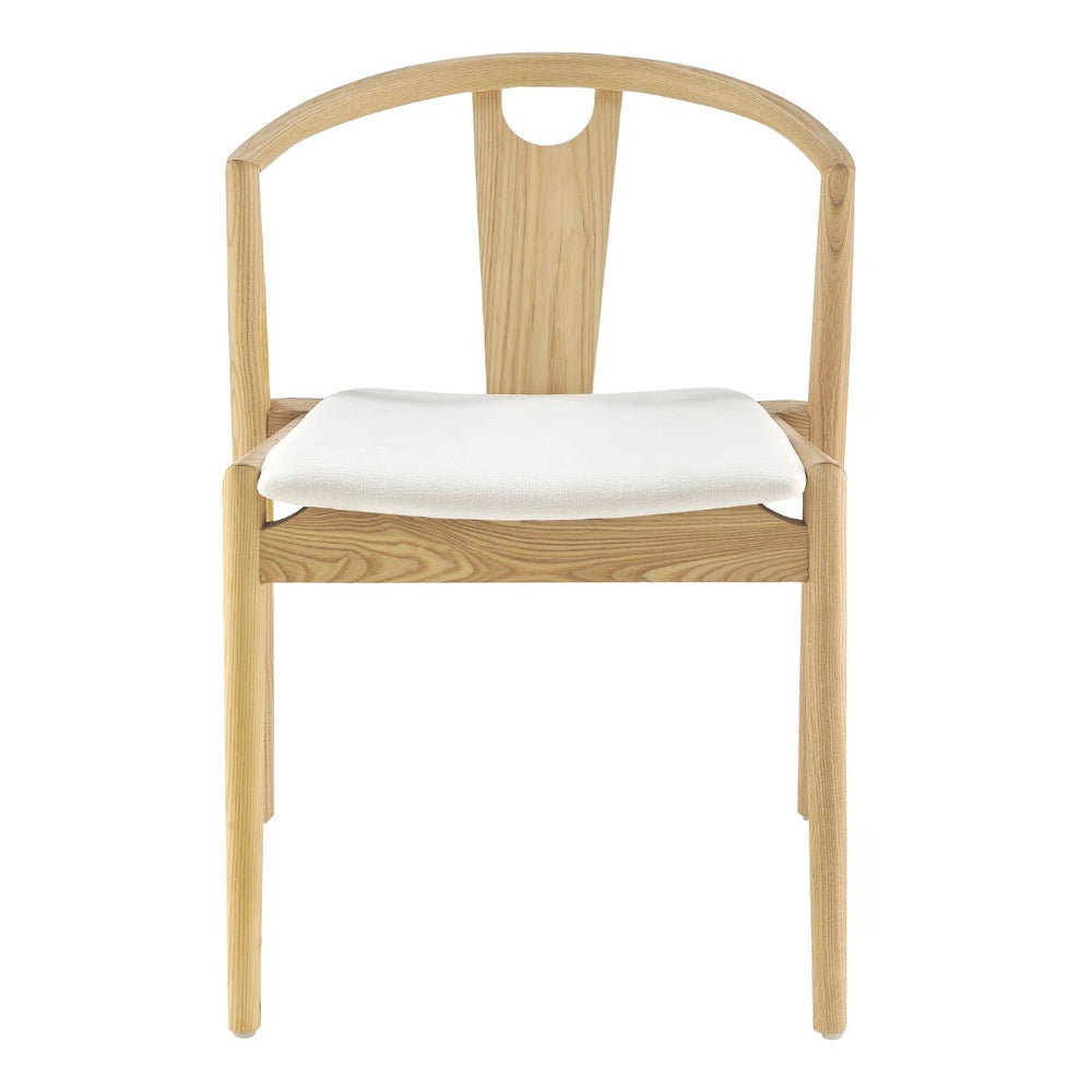 EuroStyle Blanche Side Chair with White Fabric Seat and Natural Frame - Set of 1