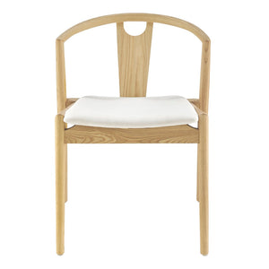 EuroStyle Blanche Side Chair with White Fabric Seat and Natural Frame - Set of 1