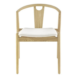 EuroStyle Blanche Bentwood Ash Side Chair with Leatherette Seat for Dining or Home Office White Fabric/Natural Set of 1 91015-WHT
