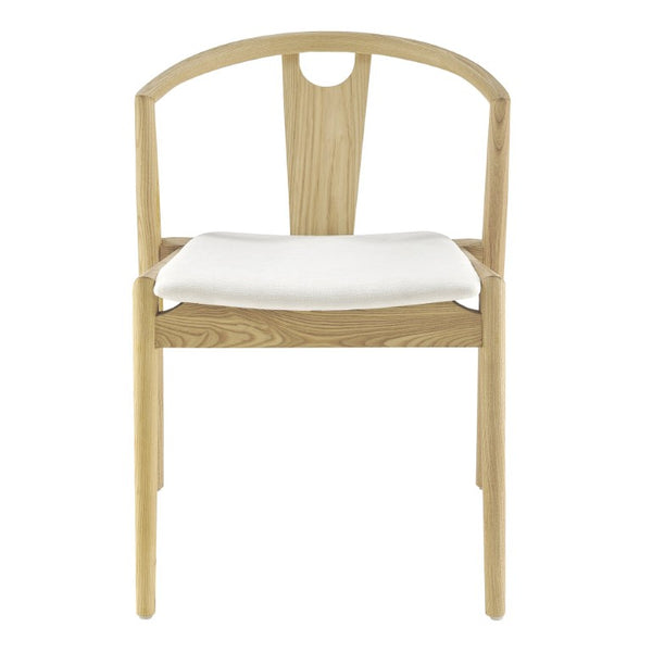 EuroStyle Blanche Bentwood Ash Side Chair with Leatherette Seat for Dining or Home Office White Fabric/Natural Set of 1 91015-WHT