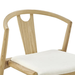 EuroStyle Blanche Bentwood Ash Side Chair with Leatherette Seat for Dining or Home Office White Fabric/Natural Set of 1 91015-WHT