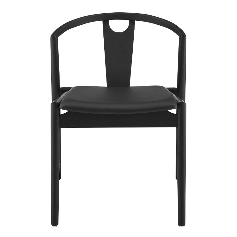 EuroStyle Blanche Bentwood Ash Side Chair with Leatherette Seat for Dining or Home Office Black Leatherette/Black Set of 2 91015BLK-MP2